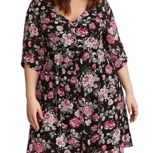 Torrid Pink and Black Dolman Sleeve V-Neck Sundress Size 4X NWOT Summer dress
